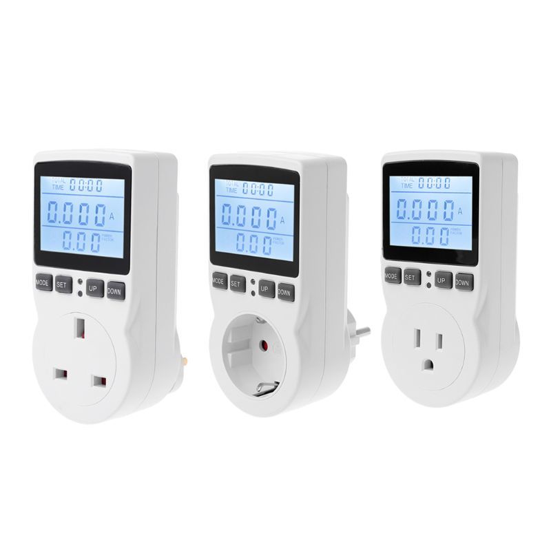 Digital Power Meter Socket Eu/Us/Uk Plug Energy Meter Current Voltage Watt Electricity Cost Meter Monitor Power Analyser