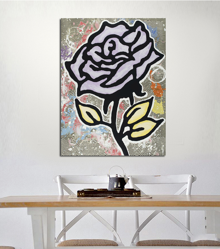 Donald Baechler Violet Rose Painting Poster Print Home Decor Framed Or Unframed Photopaper Material