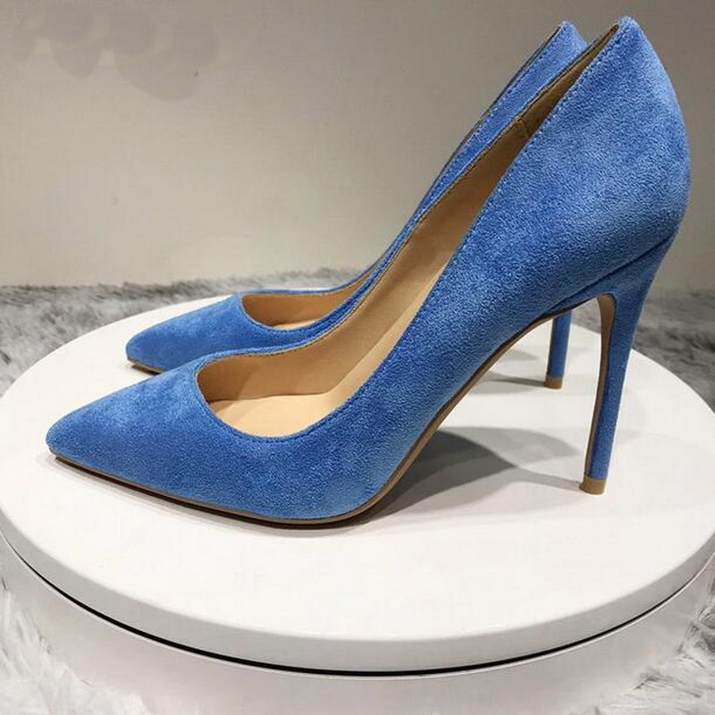Dark Blue Thin Heel Shoes Women Flock Pointed Toe Stiletto High Heels Sythenic Suede Slip On Pumps Lady Formal Dress Shoes Plus Size от DHgate WW