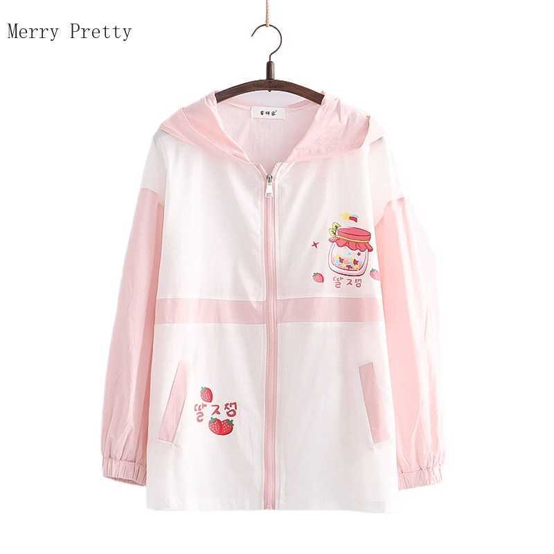 Summer Women Thin Zipper Hooded Jackets Strawberry Print Long Sleeve Harakuju Jacket Sweet Style Female Kawaii Cut Coat 210526, Blue
Summer Women Thin Zipper Hooded Jackets Strawberry Print Long Sleeve Harakuju Jacket Sweet Style Female Kawaii Cut Coat 210526, Blue