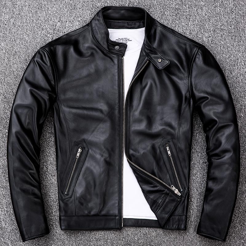 Men's Jackets Spring Natural Genuine Leather For Man Motorcycle Slim Male Coat Sheepskin Biker Fashion Clothing