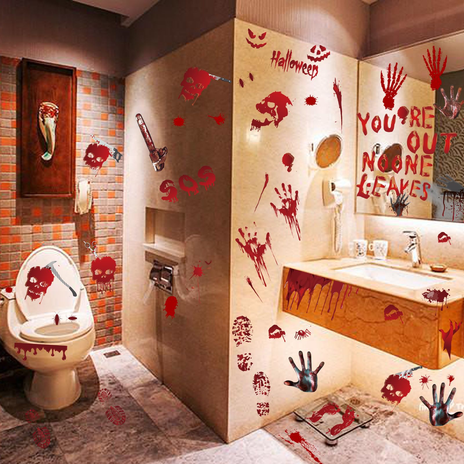 Halloween Static Stickers Party Decoration Blood Hand and Footprints Skull Head Bathroom Toilet Floor Wall Window
Halloween Static Stickers Party Decoration Blood Hand and Footprints Skull Head Bathroom Toilet Floor Wall Window