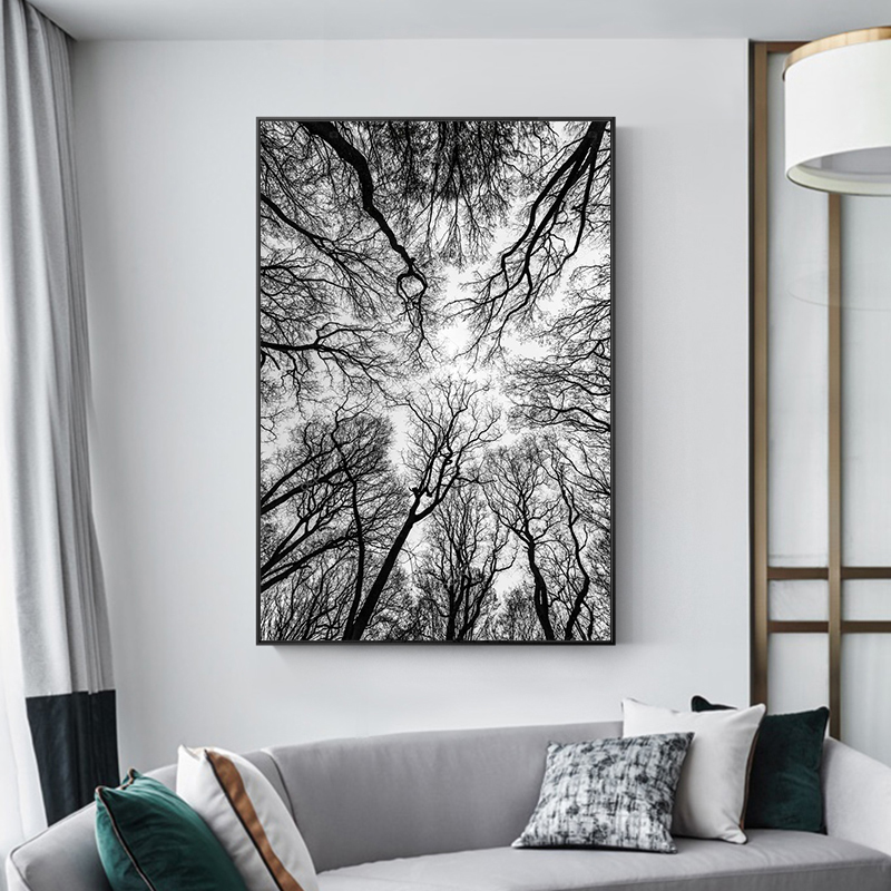 Wall Art Black White Tree Painting Decoration Picture For Living Room Canvas Prints Posters Modern Landscape Art No Frame