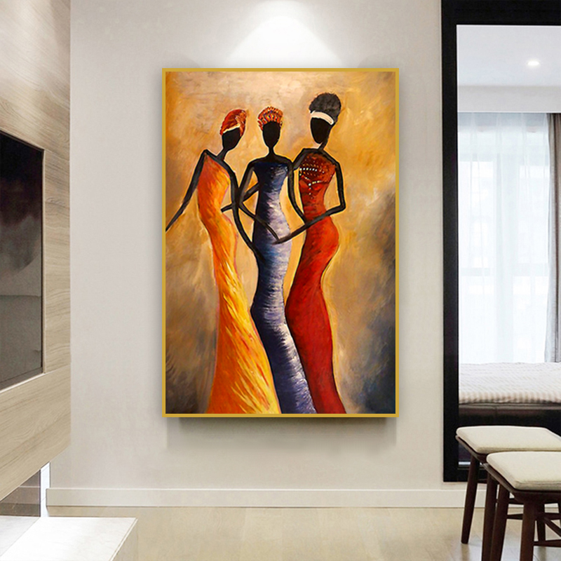 Canvas Print African Woman Portrait Oil Painting Scandinavian Posters and Prints Canvas Wall Art Pictures for Living Room Decor