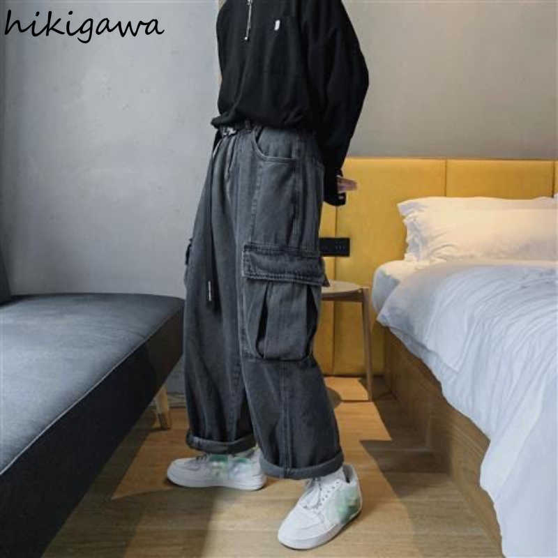 Hikigawa Baggy Jeans Plus Size Vintage Casual Women Pants Harajuku Y2k Pockets Men Trousers for Female Clothes Fashion Jean 210922