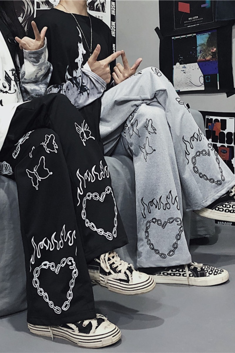 Streetwear Woman Pants Fall Clothing Fashion for Women High Waist Harajuku Trousers Butterfly Print 210422