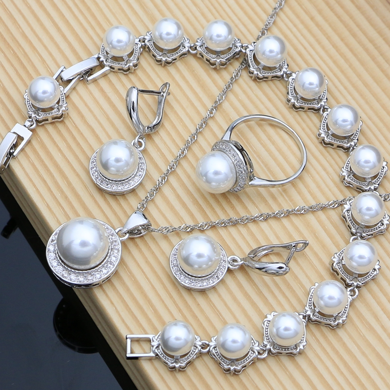 Bride Silver 925 Jewelry Sets for Women White Pearl Charm Bracelet Earrings Ring Necklace Sets for Wedding Party Birthday Gift, Mixed colors
Bride Silver 925 Jewelry Sets for Women White Pearl Charm Bracelet Earrings Ring Necklace Sets for Wedding Party Birthday Gift, Mixed colors
