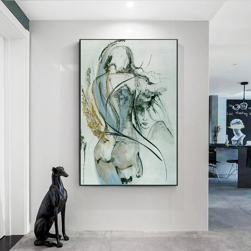Dancing Lovers Abstract Oil Paintings Print on Canvas Art Posters And Prints Woman Back Modern Art Pictures Home Wall Decoration