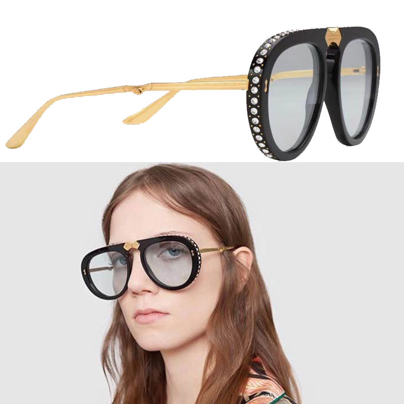 Sunglasses Men Women foldable round 0307 designer fashion Brand glasses UV400 Frame edge dia decoration Explosive sunglasses Original Box
