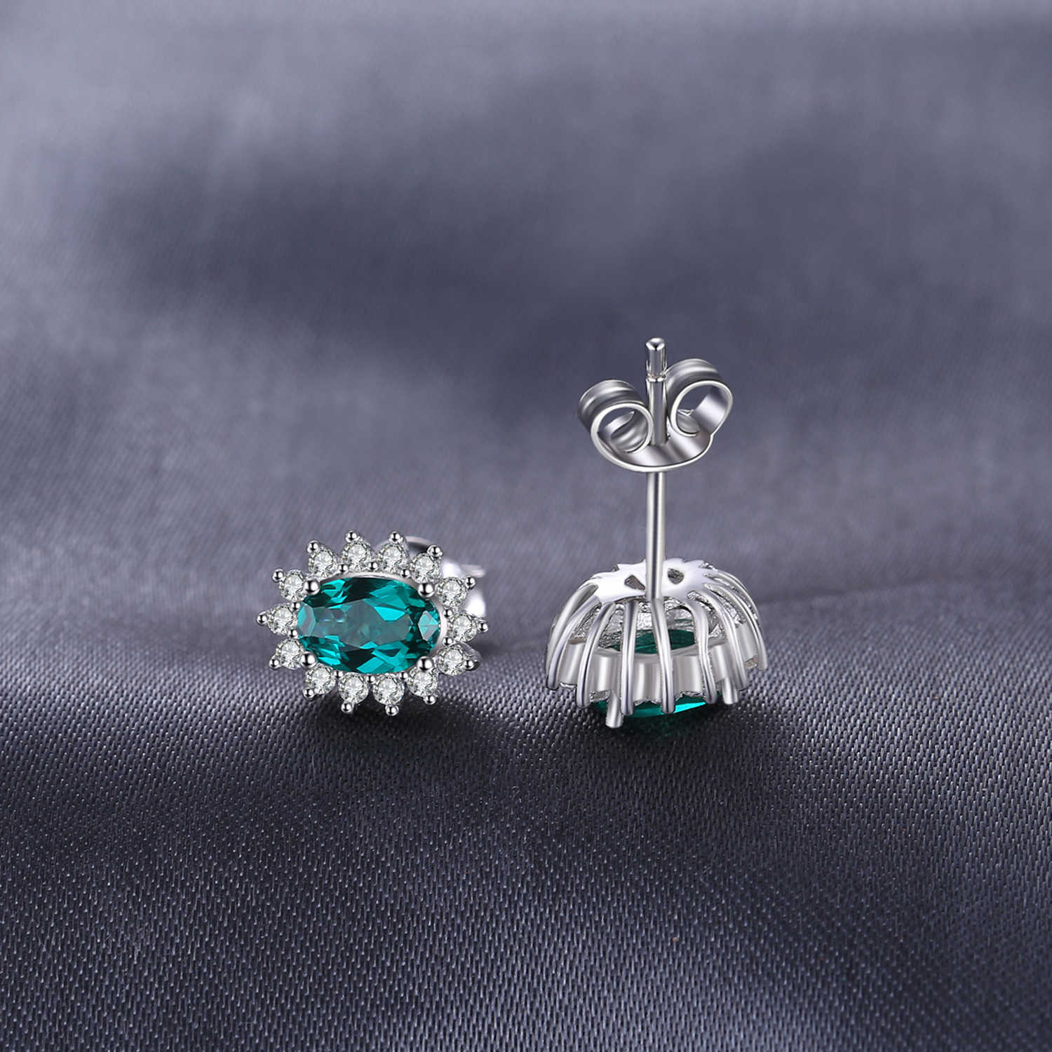 JewelryPalace Kate Middleton Simulated Green Emerald 925 Sterling Silver Stud Earrings Princess Diana Gemstone Crown Earring