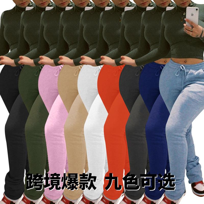 Stacked Leggings Sweatpants Women Baggy Streetwear Woman Pants Trousers Womens Winter Clothes Bottoms Drop 21427X Women's & Capris
