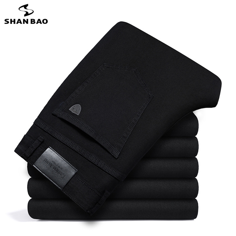 SHAN BAO Autumn Brand Pure Black Fitted Straight Jeans Classic Style Young Men's Casual Slim Stretch Denim 211108
SHAN BAO Autumn Brand Pure Black Fitted Straight Jeans Classic Style Young Men's Casual Slim Stretch Denim 211108
