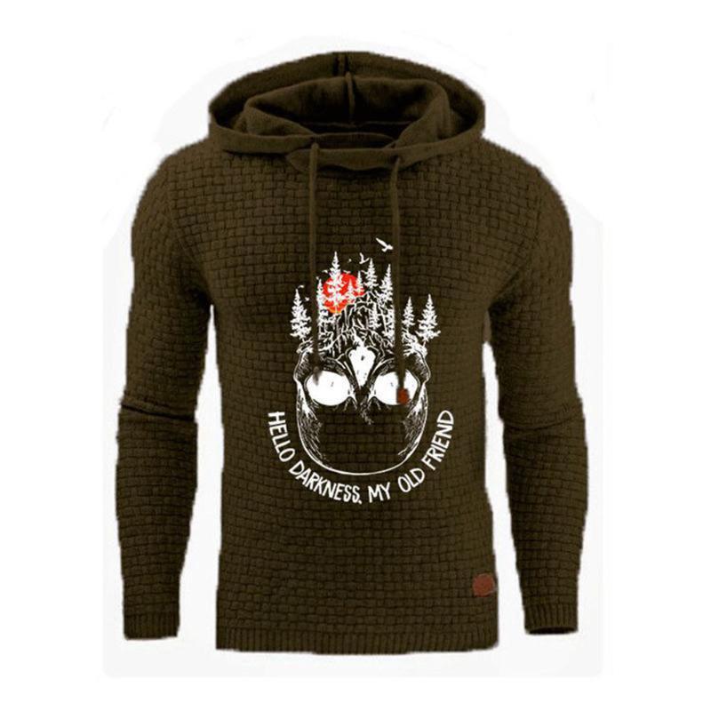 Men's Hoodies & Sweatshirts Casual Goth Men Pullover Letter Skull Print Warm Hooded Sweatshirt Plus Size Halloween Nice Autumn Winter Young