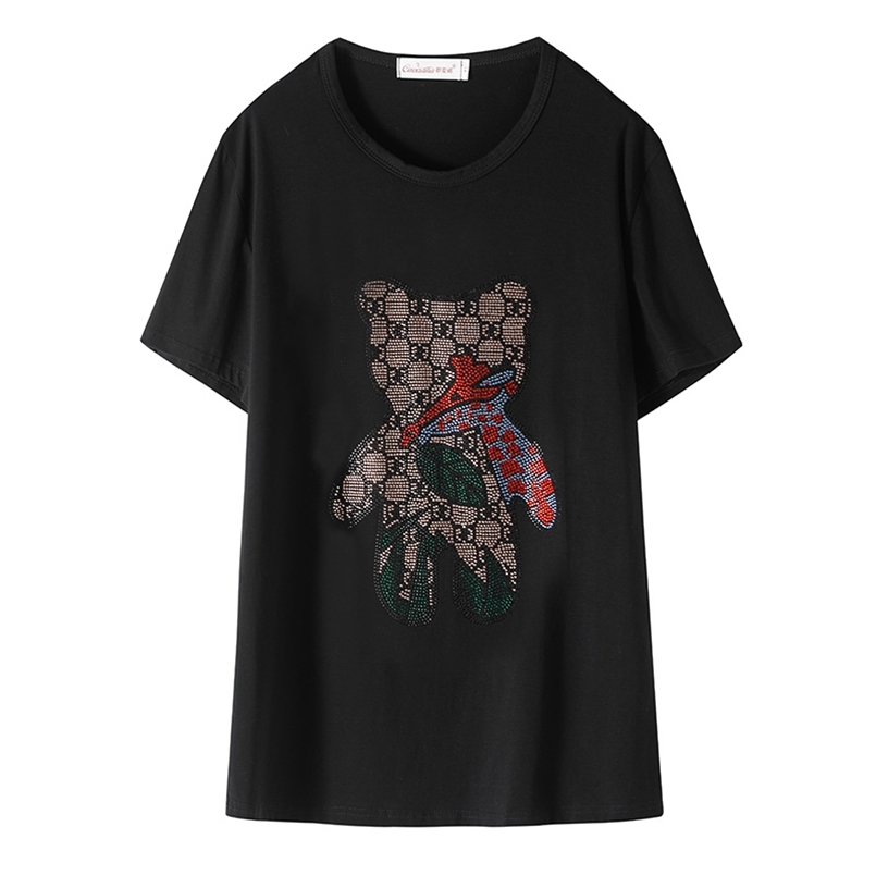 Diamonds T-shirt Fashion Loose Ropa Mujer Drilling Black T shirts Clothes Plus Size Tshirt Solid Tops Tees T224 210708
Diamonds T-shirt Fashion Loose Ropa Mujer Drilling Black T shirts Clothes Plus Size Tshirt Solid Tops Tees T224 210708