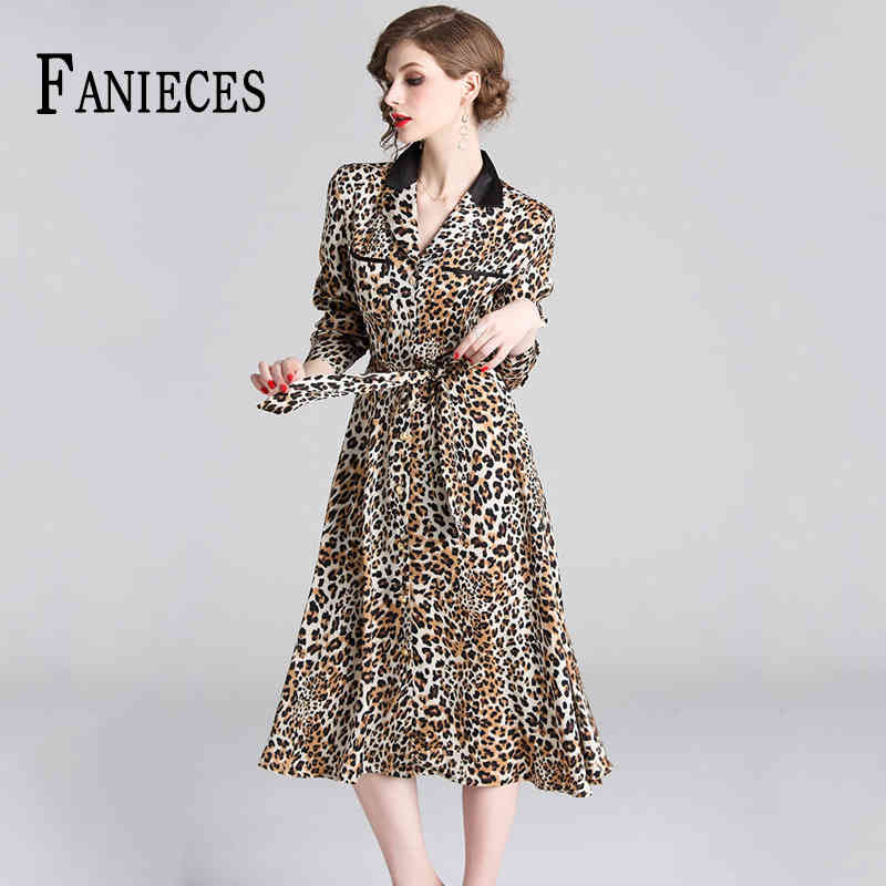 Autumn Woman Leopard print runway Shirt A-Line Dresses With Belt Office Lady Long-sleeved Party Dress femme robe 210520, Brown
Autumn Woman Leopard print runway Shirt A-Line Dresses With Belt Office Lady Long-sleeved Party Dress femme robe 210520, Brown