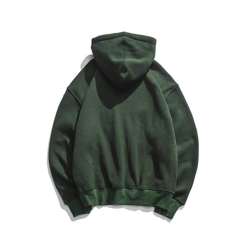 Campus Style Winter Fleece Pullover Hoodies Hip Hop Print Harajuku Streetwear Men Autumn Cotton Warm Hooded Sweatshirts Green 210603