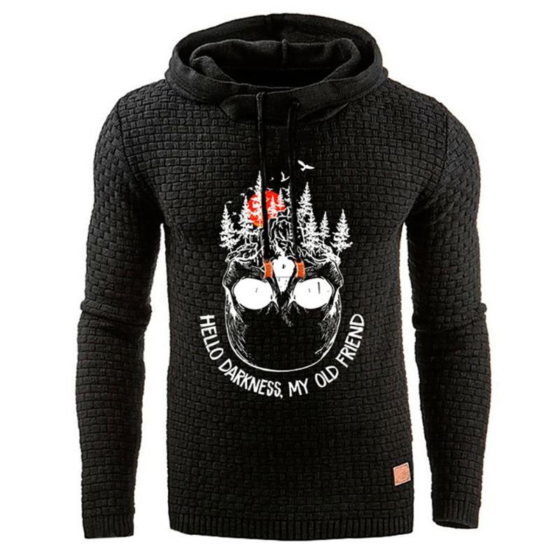 Men's Hoodies & Sweatshirts Casual Goth Men Pullover Letter Skull Print Warm Hooded Sweatshirt Plus Size Halloween Nice Autumn Winter Young