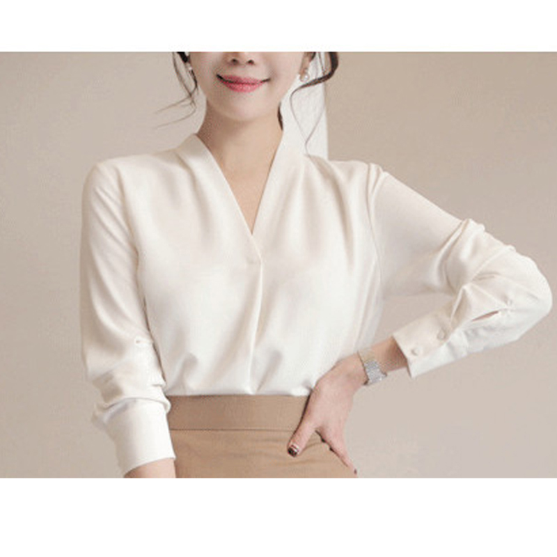 Solid White Chiffon Office Blouse Women Shirt Long Sleeve Blusas Mujer De Moda Casual Elegant Tops Streetwear 7687 50 210506