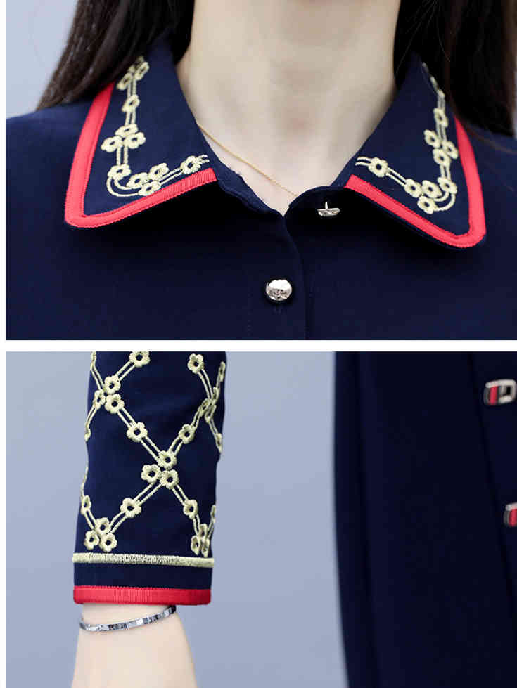 Autumn Blue Elegant Embroidered Dress Women Plus Size Long Sleeve Ol Style Vintage Party A-line Dresses Vestidos Mujer 210518