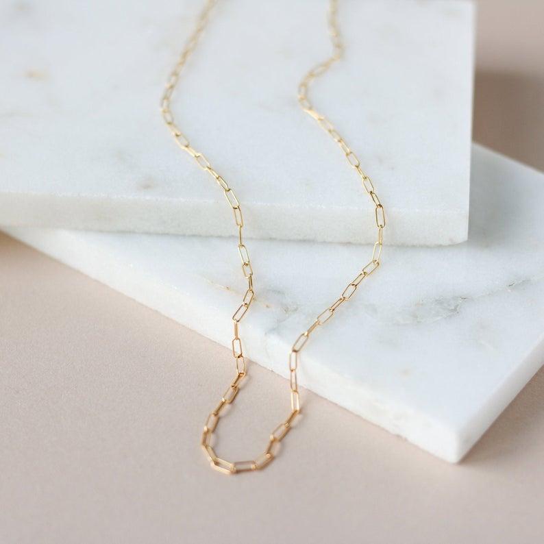 Chains Rectangular Link Basic Gold Chain Necklace Thin Dainty Jewelry Stainless Steel Necklaces For Women