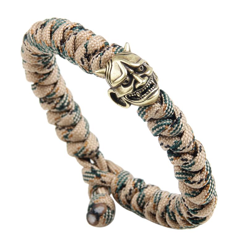 Charm Bracelets UBEAUTY Men's Nylon Personality Skull Shape Copper Trendy Cuff Pulseira Masculina Jewelry Bohemia Rope Bracelet