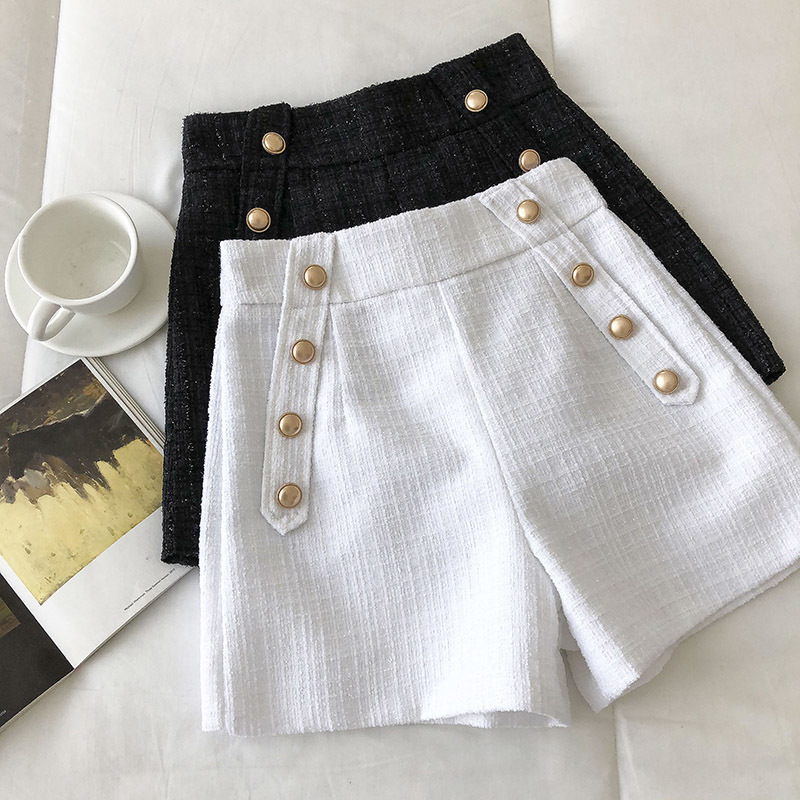 Kimutomo Fashion Solid Button Women Shorts Spring Korea Chic Female High Waist Wild Zipper Fly Clothes Outwear Casual 210521