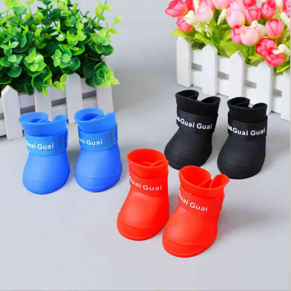 4pcs S/M/L/XL Anti Slip Waterproof Shoes For Dogs Cats Candy Colors Rubber Boots Fashion Dog Accessories Pet Rain Shoes