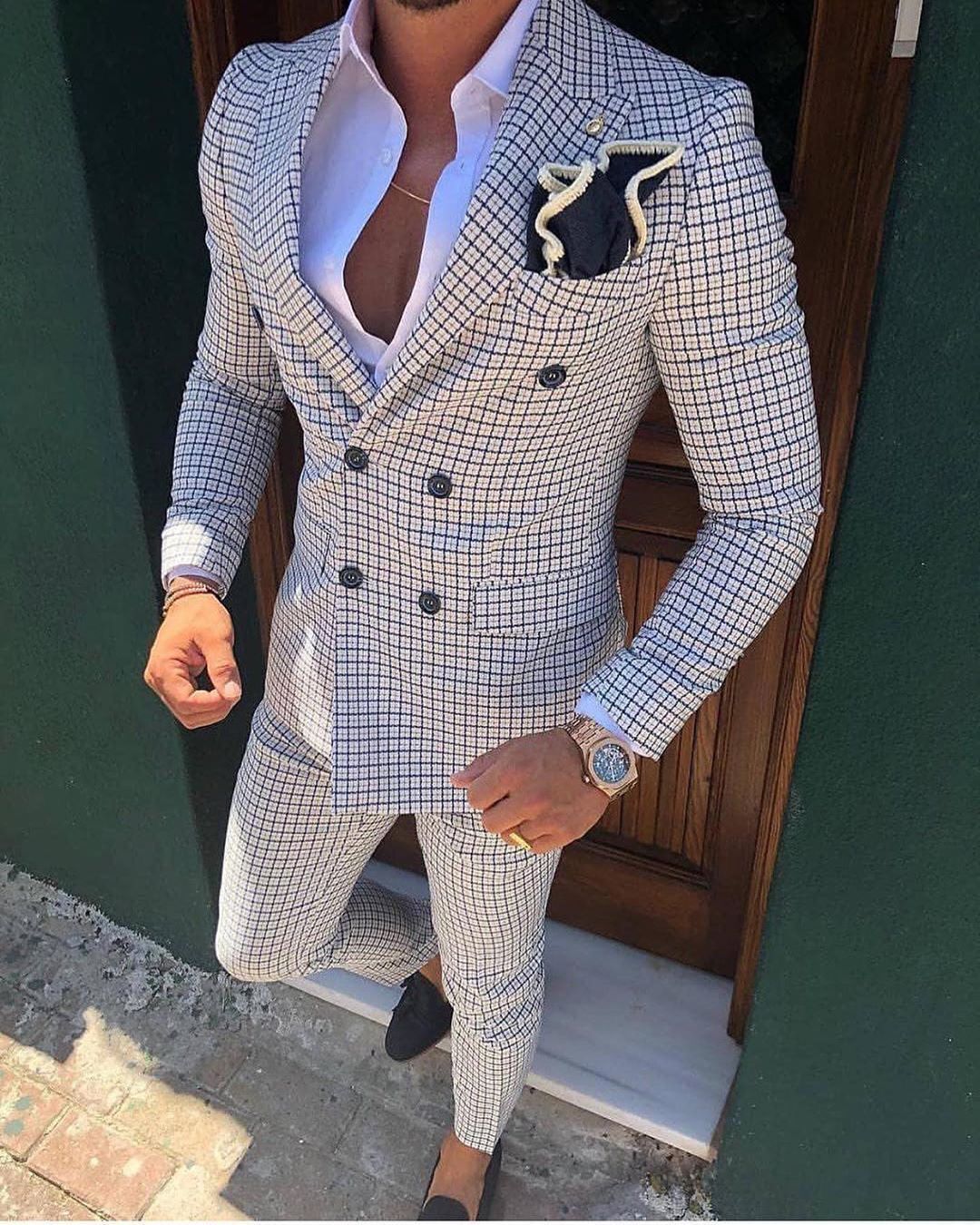 Mens Suit Fashion Casual Plaid Tuxedos Double Breasted 2 Piece for Wedding (Blazer +Pants), Green
Mens Suit Fashion Casual Plaid Tuxedos Double Breasted 2 Piece for Wedding (Blazer +Pants), Green