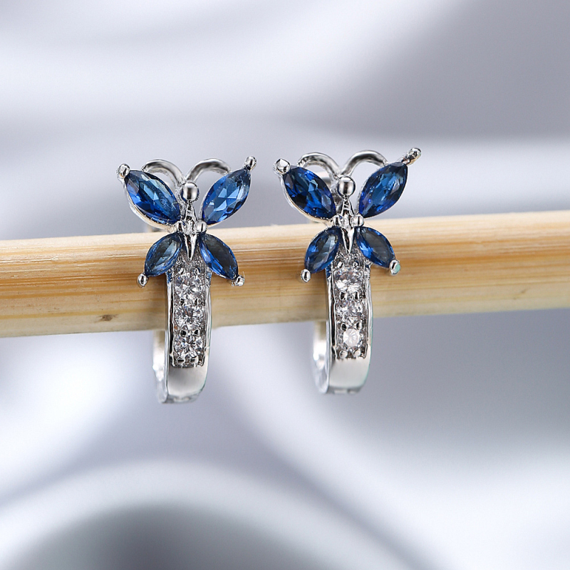 New Luxury 925 Silver Plated Colorful Cubic Zirconia Butterfly Huggie Earrings for Women Gift
New Luxury 925 Silver Plated Colorful Cubic Zirconia Butterfly Huggie Earrings for Women Gift