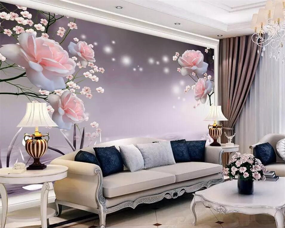 Custom wallpaper HD beautiful rose TV background wall European-style living room bedroom background mural 3d wallpaper