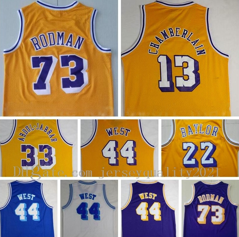 top sale Men Vintage Basketball Jersey Jerry West 44 Dennis Rodman 73 Wilt Chamberlain 13 Kareem Abdul Jabbar 33 Elgin Baylor 22 Purple Yellow White
top sale Men Vintage Basketball Jersey Jerry West 44 Dennis Rodman 73 Wilt Chamberlain 13 Kareem Abdul Jabbar 33 Elgin Baylor 22 Purple Yellow White