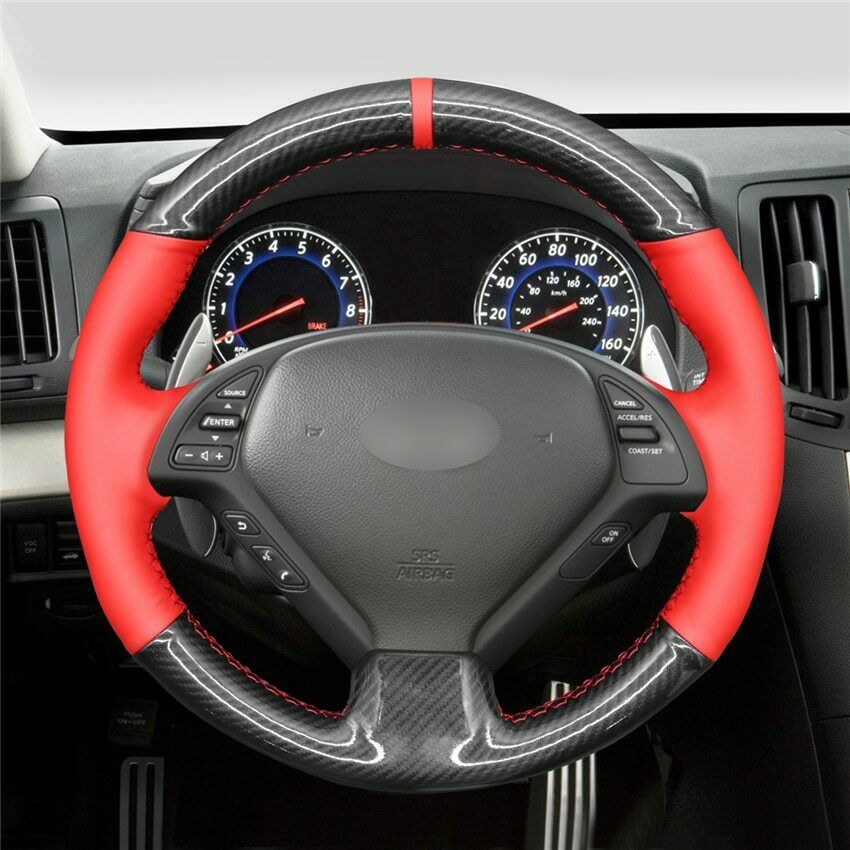 Black PU Carbon Fiber Steering Wheel Cover for Infiniti G37 G25 G35 EX EX35 EX37
Black PU Carbon Fiber Steering Wheel Cover for Infiniti G37 G25 G35 EX EX35 EX37