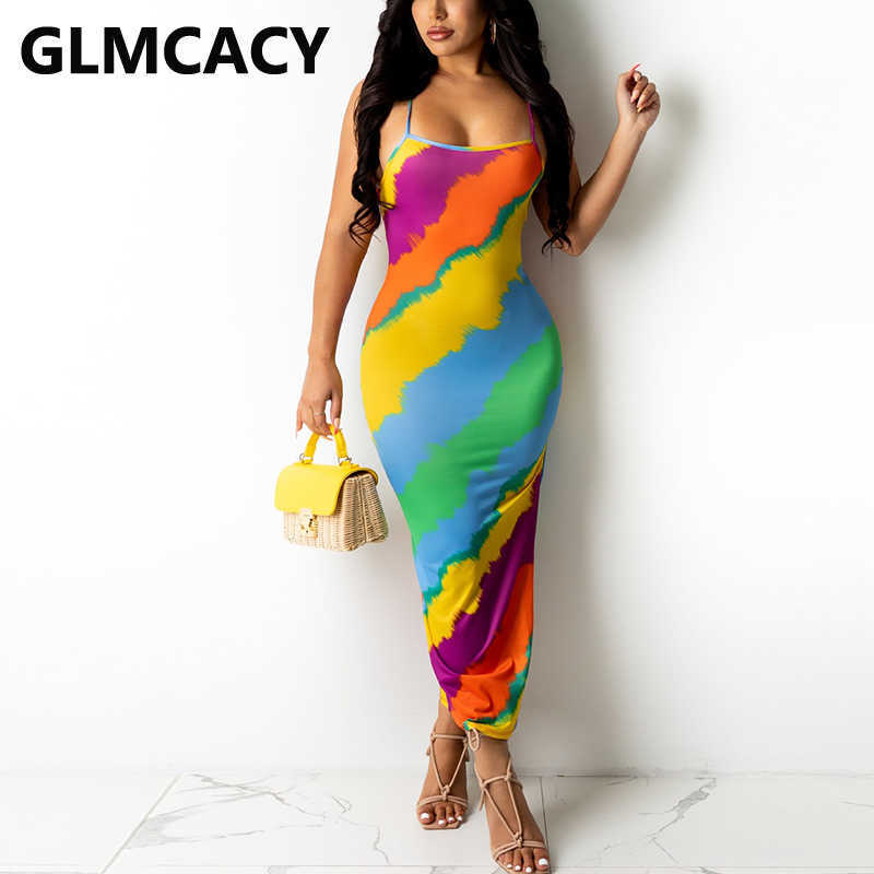 Spaghetti Strap Backless Slim Midi Dress Summer Party Club Dress 210702