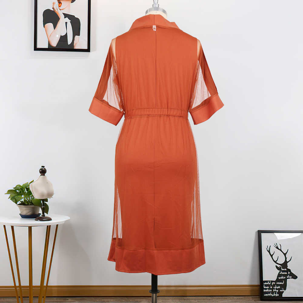 Women Two Pieces Set Transparent Coat Vest Dress Waist Belt Arican Fashion Sexy Party Celebrate Event Suits See Through Outwear 210708