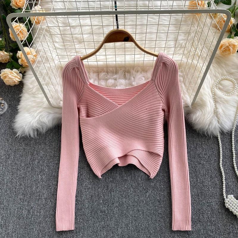 Women's Sweaters Fall 2021 Fashion Irregular Short Cross V-neck Sweater With Bottoming Shirt Puff Sleeve KK1587, Black
Women's Sweaters Fall 2021 Fashion Irregular Short Cross V-neck Sweater With Bottoming Shirt Puff Sleeve KK1587, Black