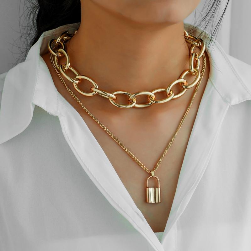 Pendant Necklaces Women Chunk Chain Choker Multi Layers Gold Silver Color Short Necklace Lock Hip Hop Normcore Jewelry Accessories CN101
Pendant Necklaces Women Chunk Chain Choker Multi Layers Gold Silver Color Short Necklace Lock Hip Hop Normcore Jewelry Accessories CN101