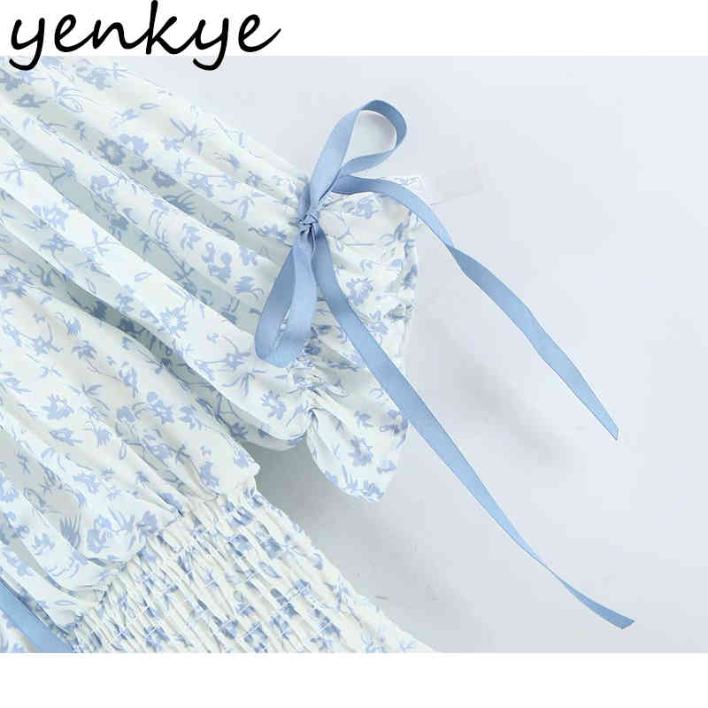 Sweet Summer Dress Women Lace Patchwork Floral Print Female Sexy Square Neck Short Sleeve Elastic Waist Mini Robe 210430