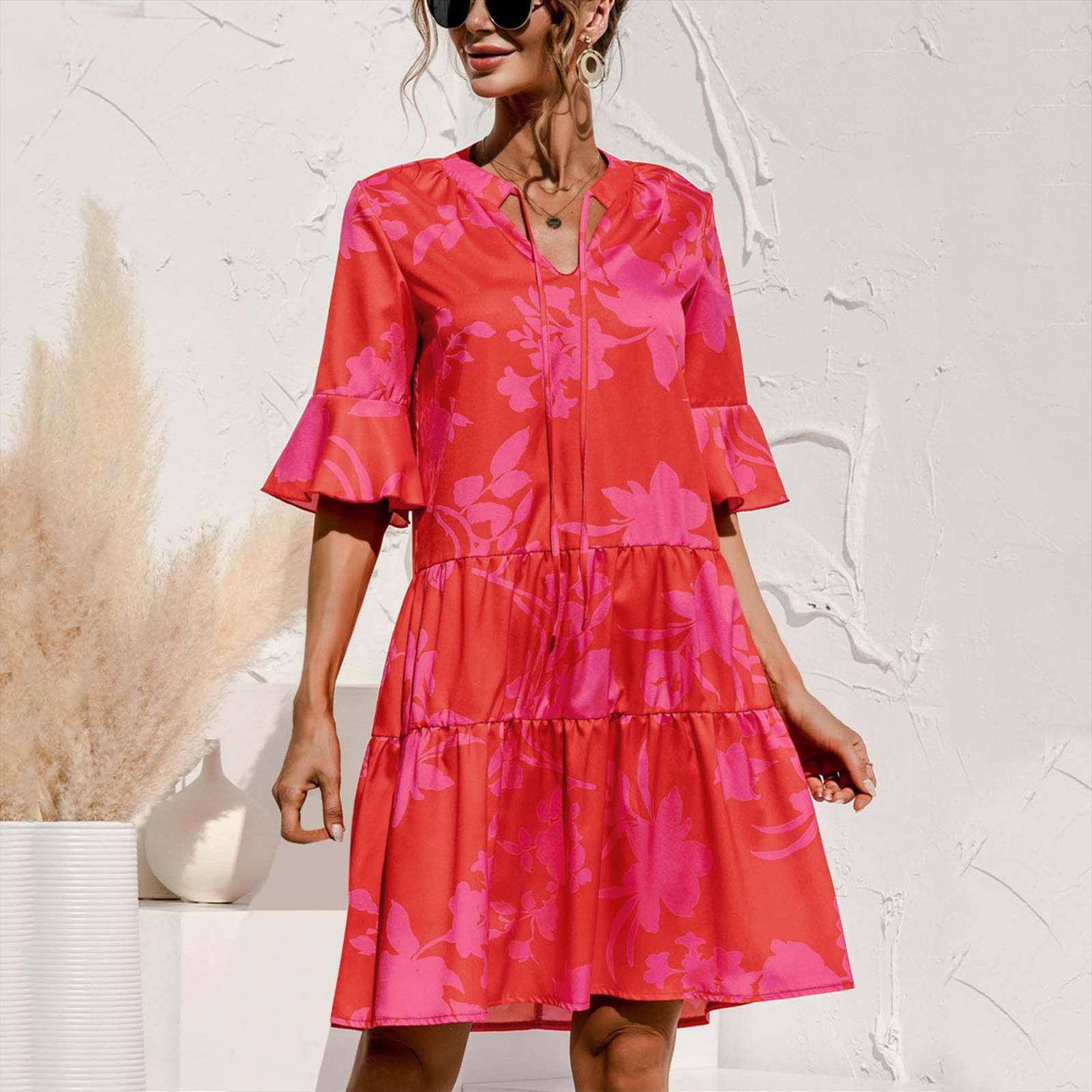 40 cake ruffle mini women dress summer v neck flared sleeve boho vintage loose womens sundresses, Black;gray
40 cake ruffle mini women dress summer v neck flared sleeve boho vintage loose womens sundresses, Black;gray