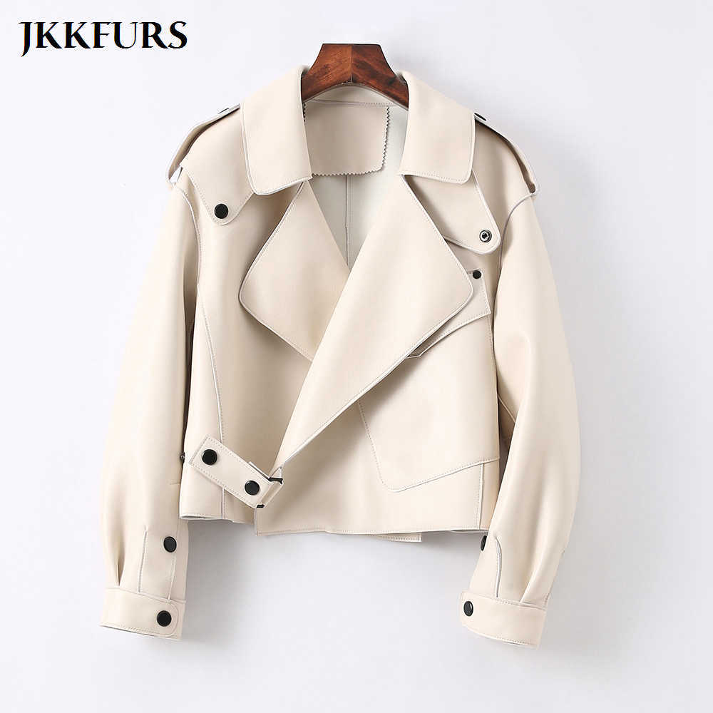 18 Colours Women's Genuine Leather Jacket Fashion Many Colors Leather Bomber Coat Lady Sheepskin Outerwear S7547 210923