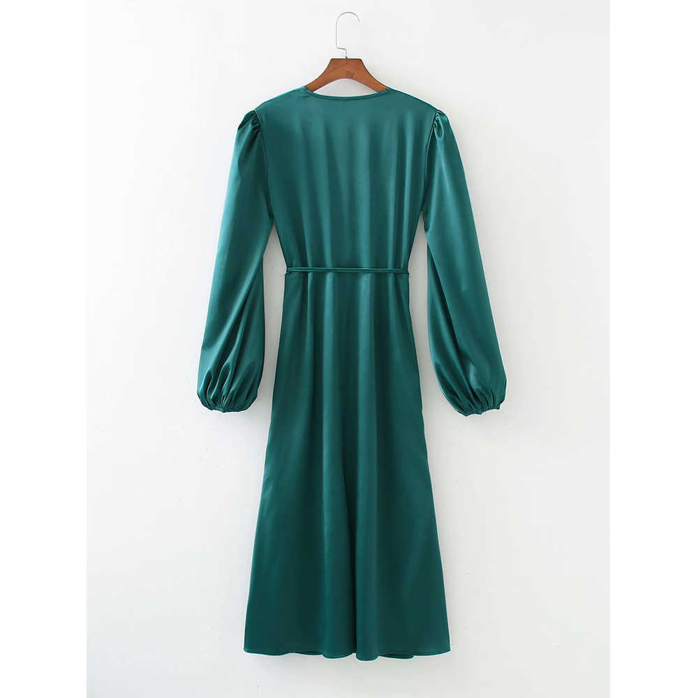 Summer Satin Dress Women Lantern Sleeve Elegant Casual Chic Lady Party Dress Woman Prom Dresses Robe Femme 210709