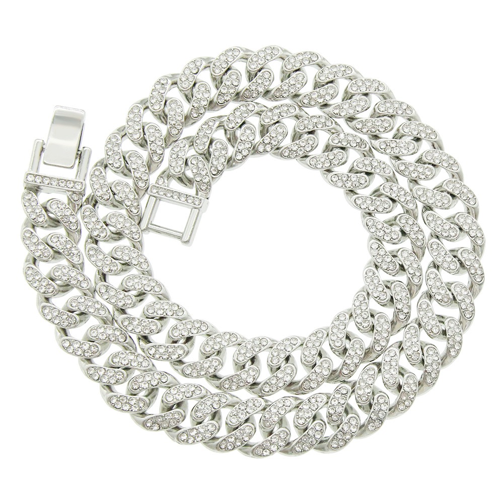 13mm Miami Cuban Link Chain Gold Silver Color Choker Necklace for Women Iced Out Crystal Rhinestone Necklace Hip hop Jewlery