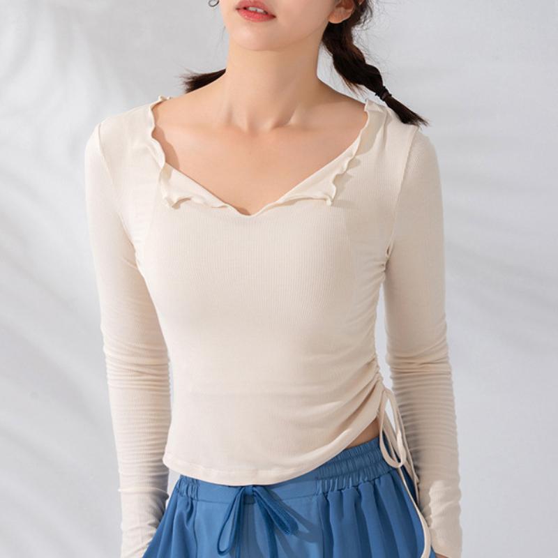 Yoga Outfit Women's Sports Jacket Drawstring Long Sleeves Shirts Tight Slim Clothes V-neck Sexy Dance Fitness Tops For Women
Yoga Outfit Women's Sports Jacket Drawstring Long Sleeves Shirts Tight Slim Clothes V-neck Sexy Dance Fitness Tops For Women