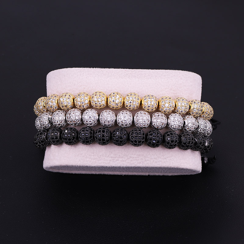 Luxury Men Jewelry Bracelet CZ Micro Pave Ball Beads Woven Custom For Women Gift Valentine's Day Holiday Christmas