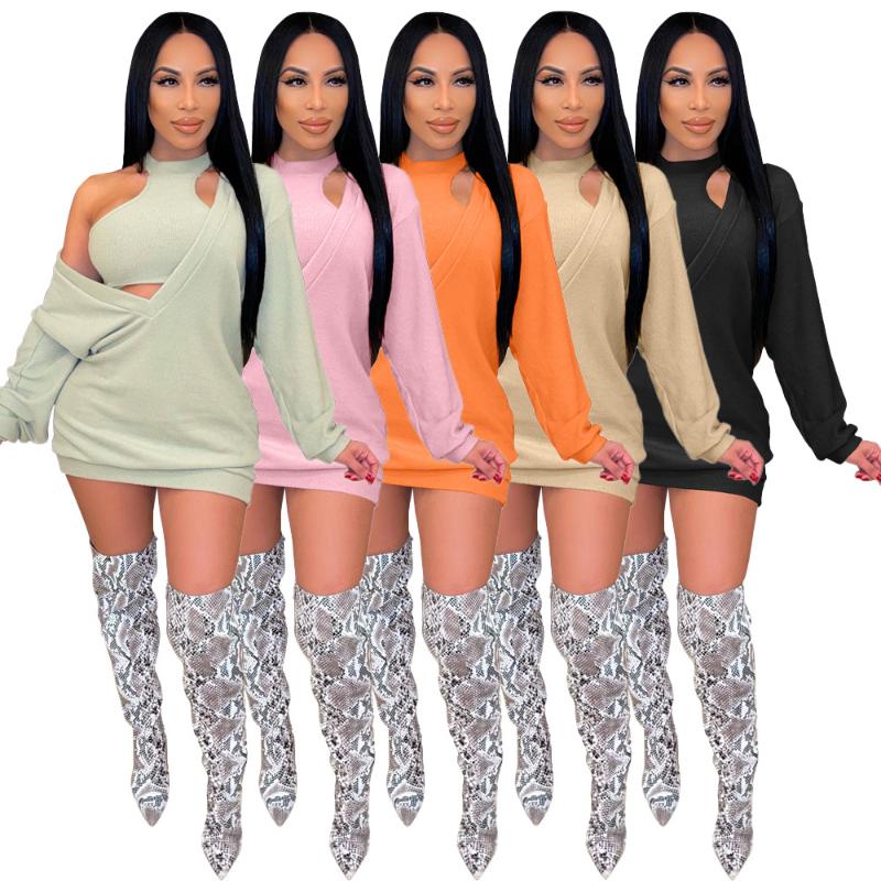 Casual Dresses 2022 Women Streetwear Deep V-neck Long Sleeve Sweatshirt Style Slim Dress With Vest Tops Ribbed Solid Spring Winter, Black;gray
Casual Dresses 2022 Women Streetwear Deep V-neck Long Sleeve Sweatshirt Style Slim Dress With Vest Tops Ribbed Solid Spring Winter, Black;gray