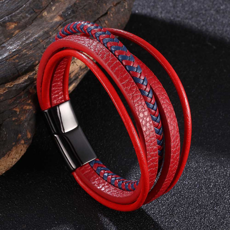 Creativity Multilayer Leather Magnetic Buckle Bangle Bracelets for Men Women Lovers Gift