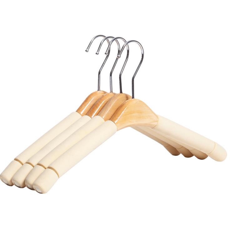 50Pcs Solid Wood Hangers Trousers Coat Clothes Hanger for Suit Sponge Padded Coats Shirts Cloth Holders GGA5031 Free shipping