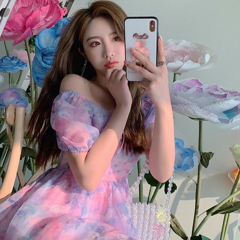 Elegant Floral Mini Dress Women Summer Short Sleeve Lace Dress Korean Party Kawaii Dress Female Summer Chic 210521