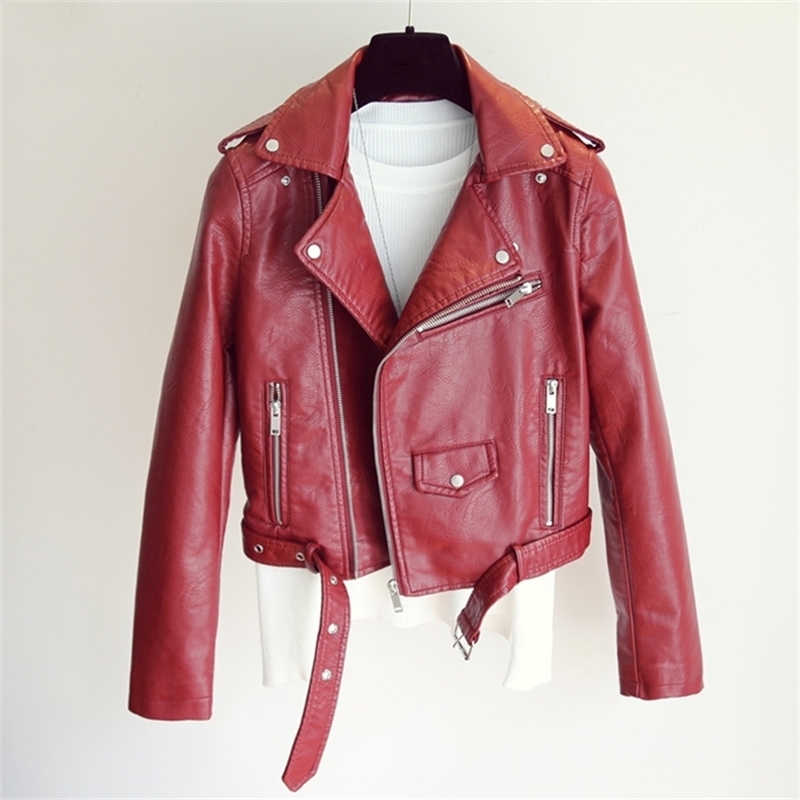 Women Faux Leather Jacket Fashion Ladies Slim With Belt Coats Spring Autumn Yellow Biker Moto Short Outwear 210525, Black
Women Faux Leather Jacket Fashion Ladies Slim With Belt Coats Spring Autumn Yellow Biker Moto Short Outwear 210525, Black