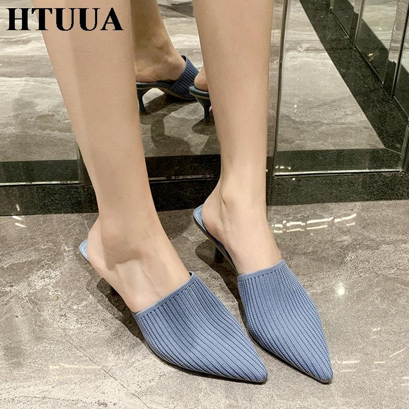 Slippers HTUUA Elegant Women Mules Slip On Pointed Toe Knitting Slides Thin High Heel Closed Dress Shoes Ladies Pumps SX3904, Black
Slippers HTUUA Elegant Women Mules Slip On Pointed Toe Knitting Slides Thin High Heel Closed Dress Shoes Ladies Pumps SX3904, Black