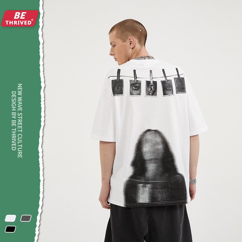 be men's clothing - 2021 summer new 3-color facial featur re print short sve dark high street lazy fashion t-shirt, White;black
be men's clothing - 2021 summer new 3-color facial featur re print short sve dark high street lazy fashion t-shirt, White;black
